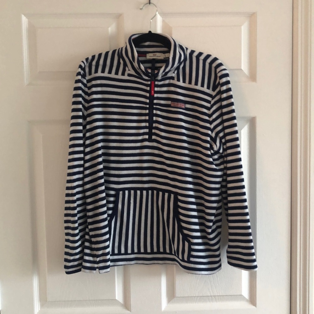 EUC Vineyard Vines terry cloth stripe quarter zip